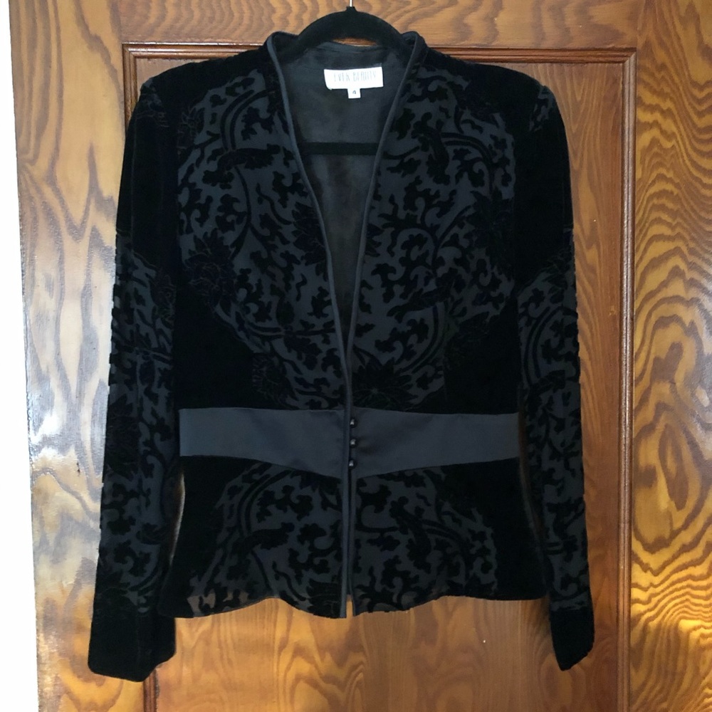 Cut Velvet Blazer with Inset Satin Waist Detail